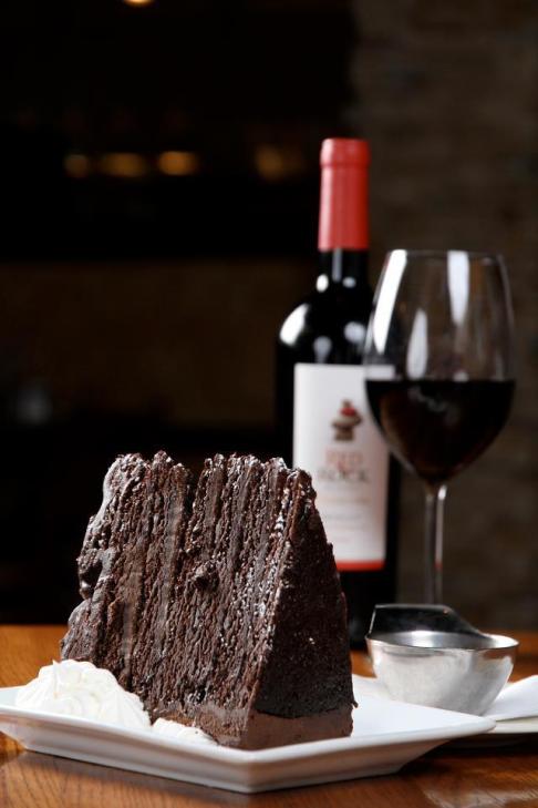 bottle of wine and cake